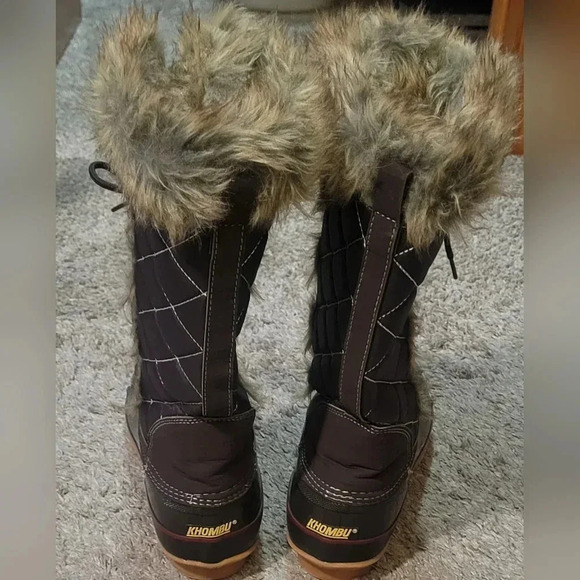 Khomba Snow Boots Fur Trim Insulated Size 9 Khombu Jandice Waterproof Brown - Picture 4 of 10